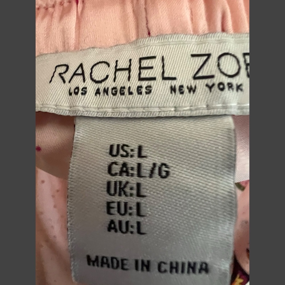 #1648 Rachel Zoe Satin Lounge Wide Leg Pants Tropical Floral size Large - Picture 6 of 6